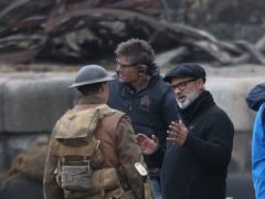 Director Sam Mendes with actor George Mackay on set of his new film 1917 (Andrew Milligan/PA)