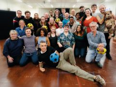 Robbie Williams pays a surprise visit to see the cast rehearse The Boy In The Dress (Leo Baron)