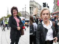 Ruby Wax and Juliet Stevenson at the Extinction Rebellion protest (Jonathan Brady/PA)