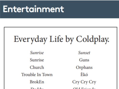 Coldplay have revealed the tracklist for their upcoming album using a classified advert in a local newspaper (Daily Post and Dominic Lipinski/PA)