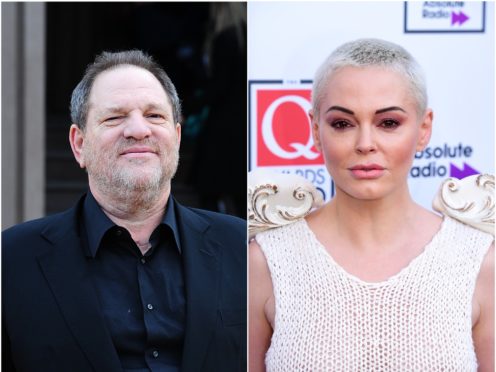 Harvey Weinstein and Rose McGowan (Ian West/PA)