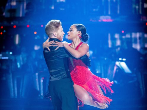 Alex Scott and Neil Jones stuck together after Strictly wardrobe malfunction (Guy Levy/BBC)