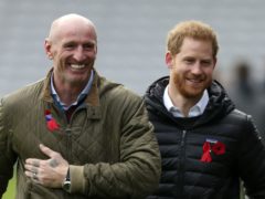 Gareth Thomas with the Duke of Sussex at a Terrence Higgins Trust event (Steve Parsons/PA)