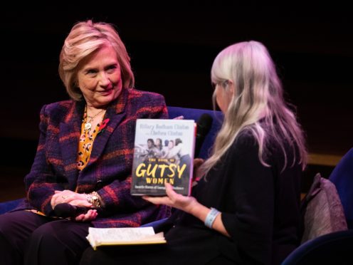 Hillary Clinton (left) talking to Mary Beard (Aaron Chown/PA)