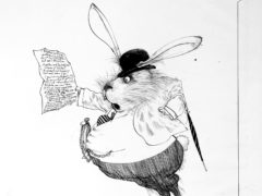Original drawing for Alice In Wonderland of the White Rabbit, 1967 (Ralph Steadman Art Collection, 2019)