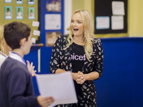 Unicef Ambassador Emma Bunton during a visit to George Spicer School, Enfield (Unicef UK/PA)