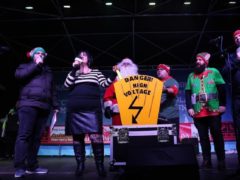 Ruth Jones switched on Barry town’s Christmas lights (Dan Moffat/Bro Radio/PA)