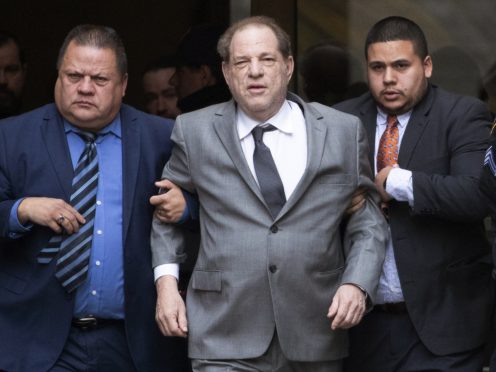 Harvey Weinstein, centre, leaving court following a bail hearing in New York (Mark Lennihan/AP)