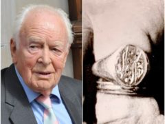 Actor Tony Britton and the missing ring (PA/handout)