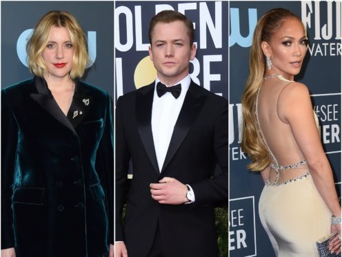 Greta Gerwig, Taron Egerton and Jennifer Lopez (AP)