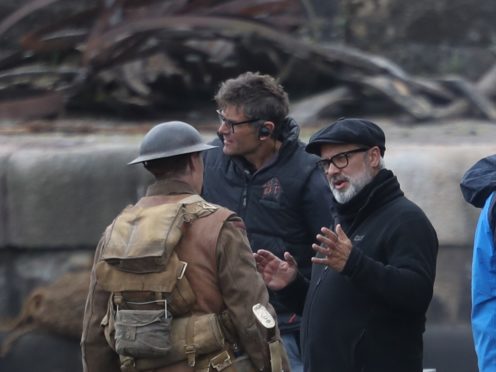 Director Sam Mendes (right) with actor George Mackay on the set of his new film 1917 (Andrew Milligan/PA)