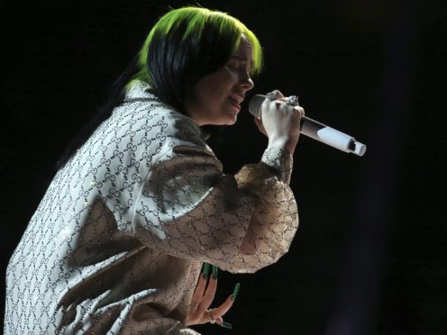 Billie Eilish on stage at the Grammy Awards (Matt Sayles/AP/PA)