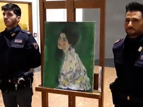 The Klimt painting which was found inside a gallery’s walls (Italian Police via AP)