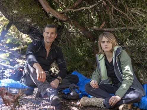 Bear Grylls and Cara Delevingne in Sardinia, Italy (National Geographic/Ben Simms/PA)