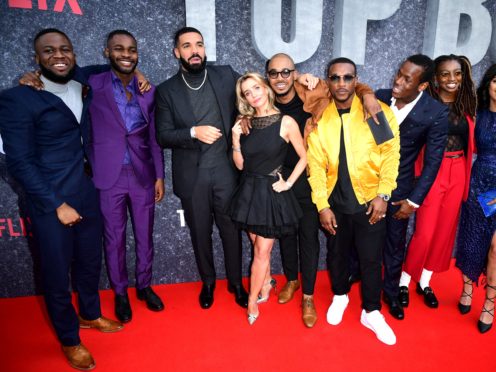 Dave Omoregle, Drake, Lisa Dwan, Shone Romulus, Ashley Walters, Micheal Ward and Little Simz attending the UK premiere of Top Boy at the Hackney Picturehouse in London (Ian West/PA)