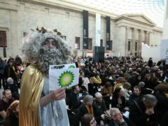 Protest at the British Museum against BP’s sponsorship of the Troy exhibition (Jonathan Brady/PA Wire)