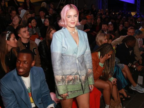 Anne Marie attends the Central Saint Martin’s MA show at London Fashion Week as a digitally generated version of model Adwoa Aboah is unveiled, showcasing Three’s 5G technology (Matt Alexander/PA)
