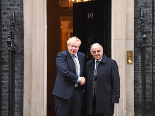 Prime Minister Boris Johnson welcomes the President of Malta, George Vella (Stefan Rousseau/PA)