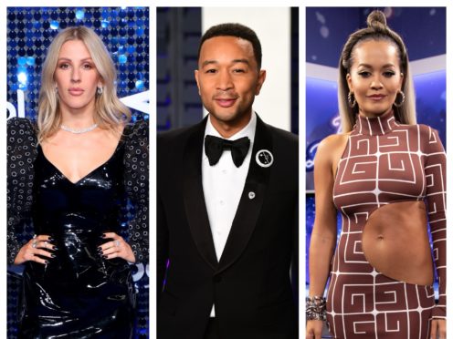 Ellie Goulding, John Legend and Rita Ora (PA)