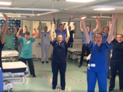 Health workers applauding the nation in the video (ITV)