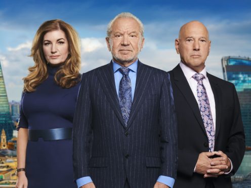 Baroness Brady, Lord Sugar and Claude Littner, from The Apprentice (BBC/PA)