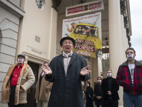 Paul Whitehouse, centre, as Grandad, with members of the cast and crew of Only Fools And Horses The Musical (Victoria Jones/PA)