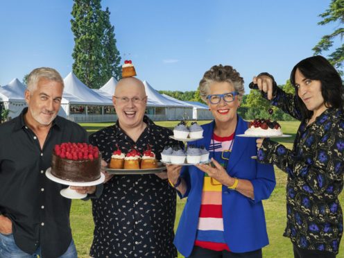 Paul Hollywood, Matt Lucas, Prue Leith and Noel Fielding (C4/Love Productions/Mark Bourdillon/PA)