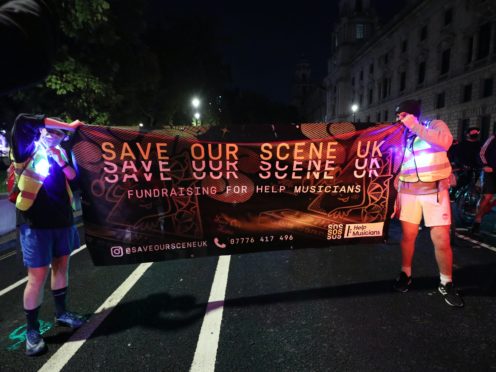 The demonstration was organised by the Save Our Scene campaign group (Yui Mok/PA)
