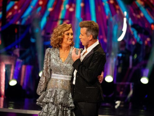 Jacqui Smith and Anton Du Beke during the results show (Guy Levy/BBC/PA)