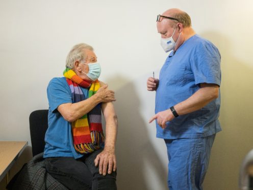 Sir Ian McKellen is one celebrity to have received the Covid-19 vaccine (Jeff Moore/PA)