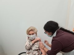 Angela Rippon receives the vaccine (PR handout/PA)
