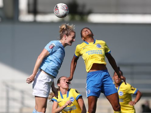 Players like Manchester City’s Sam Mewis, left, will be involved in a new Premier League-led study to measure the impact of various types of heading (PA)