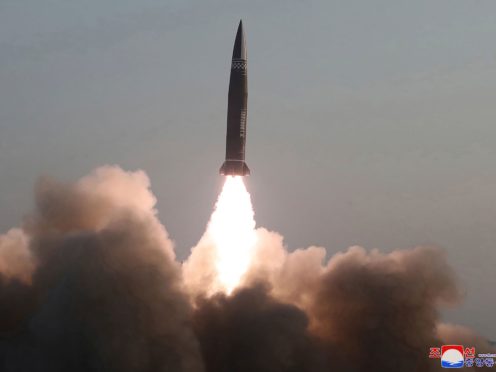 A missile is launched as part of the test (Korean Central News Agency/Korea News Service/AP)