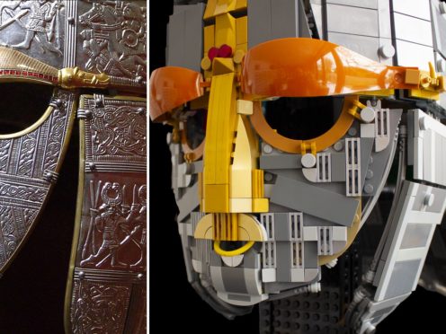 The Lego replica of the Sutton Hoo helmet was built using more than 1,000 bricks (Andrew Webb/PA)