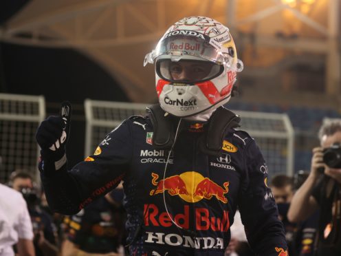 Max Verstappen delivered a supreme final lap to claim pole in Bahrain (Lars Baron/AP)