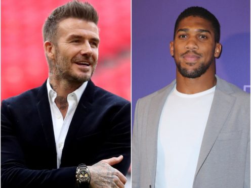 David Beckham, left, and Anthony Joshua met up in Miami (Bradley Collyer/Isabel Infantes/PA)