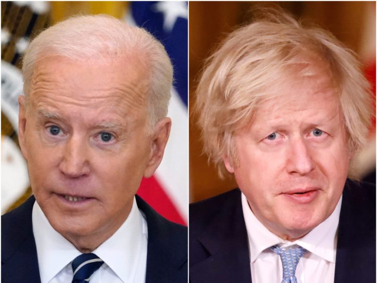 Joe Biden and Boris Johnson (Evan Vucci/AP/Tolga Akmen/PA)