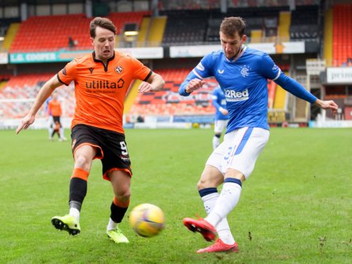 Dundee United’s Marc McNulty (left) was on target (Willie Vass/PA)