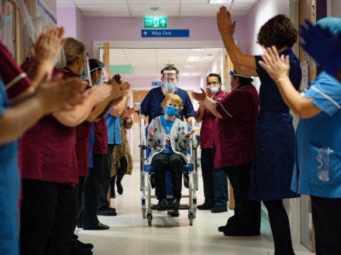 Margaret Keenan became the first person in the world to have the Pfizer jab (Jacob King/PA)