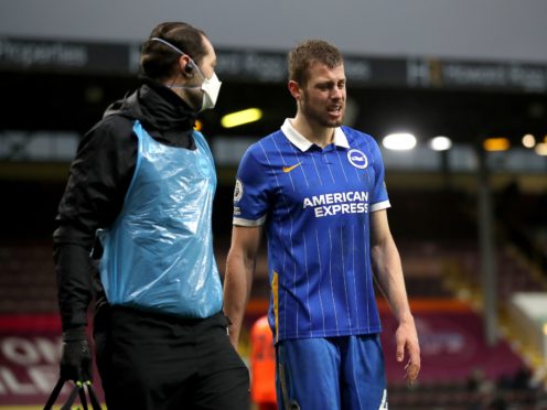 Brighton defender Adam Webster, right, suffered injury in the draw at Burnley on February 6 (Molly Darlington/PA)