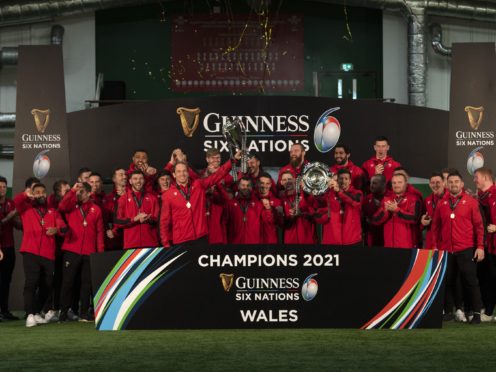 Wales celebrate after winning the 2021 Six Nations (Handout)