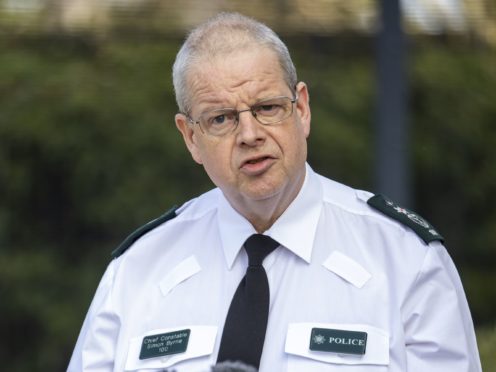 PSNI Chief Constable Simon Byrne speaks during a press conference (PA)