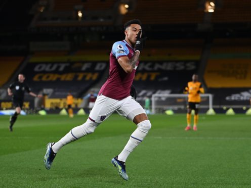 West Ham’s Jesse Lingard celebrates the opener at Wolves (Laurence Griffiths/PA)