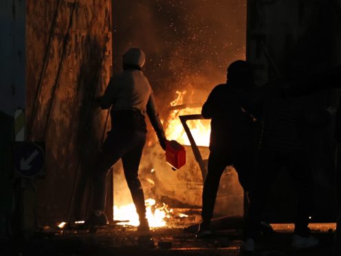 Unrest at the Peace Gates in Lanark Way, Belfast (Liam McBurney/PA)
