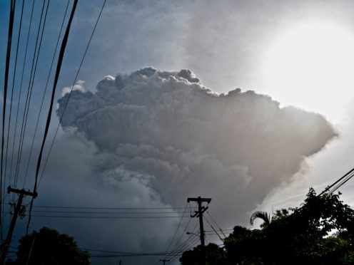 Ash rises into the air as La Soufriere volcano erupts on the eastern Caribbean island of St Vincent (Kepa Diez Ara/AP)