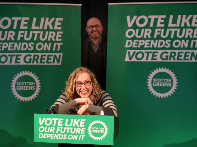 Scottish Green Party co-leaders Lorna Slater and Patrick Harvie have launched the party’s manifesto for the Scottish Parliament election (Andrew Milligan/PA)