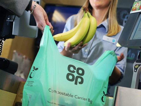 Co-op’s compostable carrier bag (Neil O’Connor/UNP)