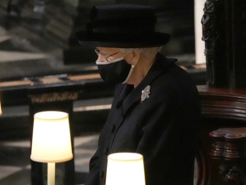 The Queen wore a statement brooch to the funeral of her husband of 73 years, the Duke of Edinburgh (Yui Mok/PA)