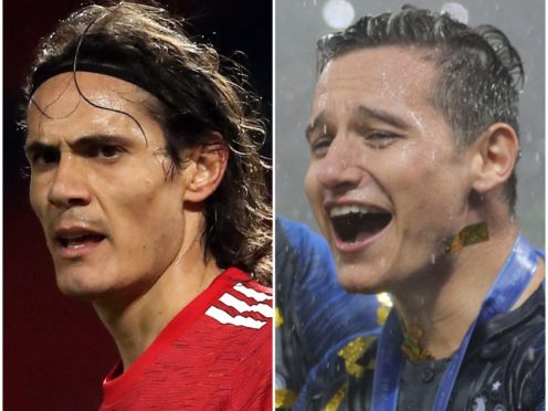 Edison Cavani and Florian Thauvin (Martin Rickett/Owen Humphreys/PA)