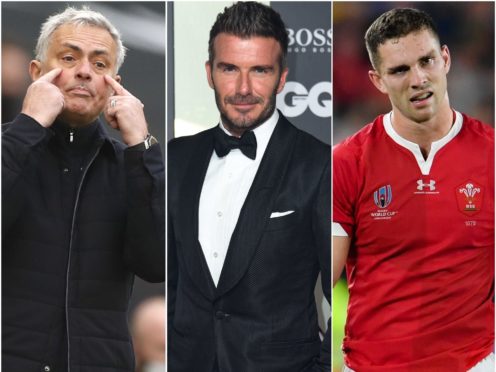 Jose Mourinho, David Beckham and George North (Matthew Childs/Matt Crossick/Ashley Western/PA)